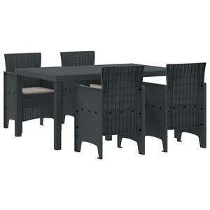 vidaXL 5 Piece Poly Rattan Garden Dining Set in Anthracite