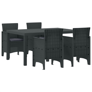vidaXL 5 Piece Poly Rattan Garden Dining Set in Anthracite