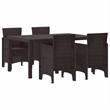 vidaXL 5 Piece Poly Rattan Garden Dining Set in Brown