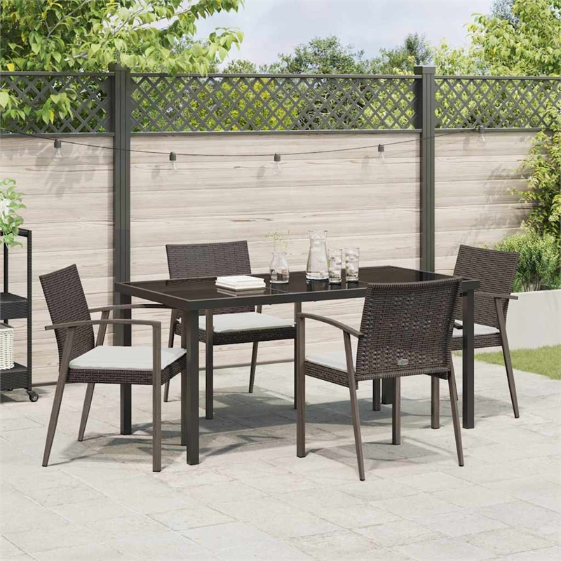 vidaXL 5 Piece Rattan Garden Dining Set in Black