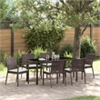 vidaXL 7 Piece Rattan Garden Dining Set in Black