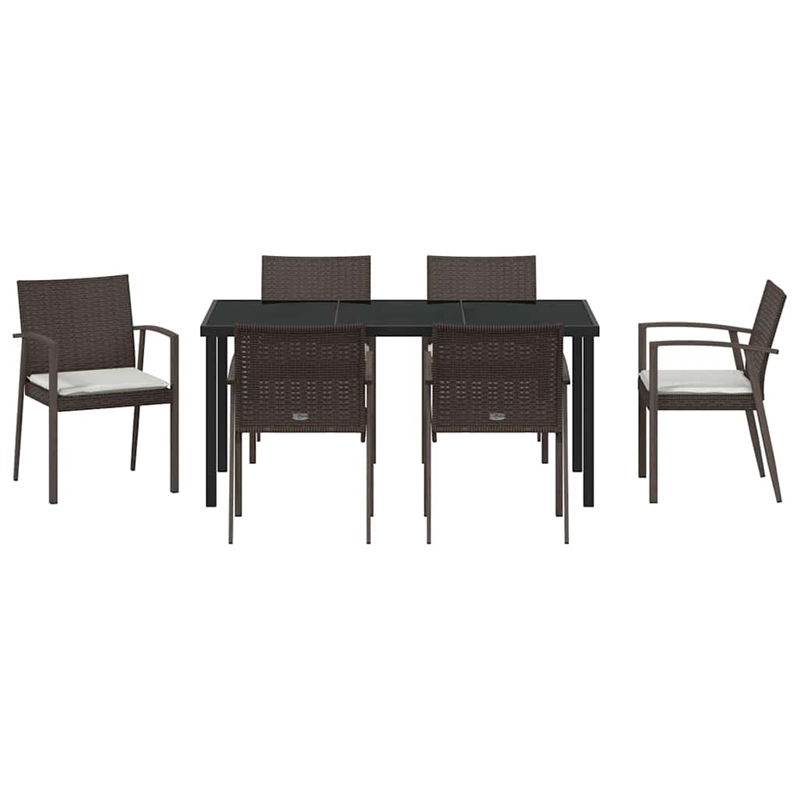 vidaXL 7 Piece Rattan Garden Dining Set in Black