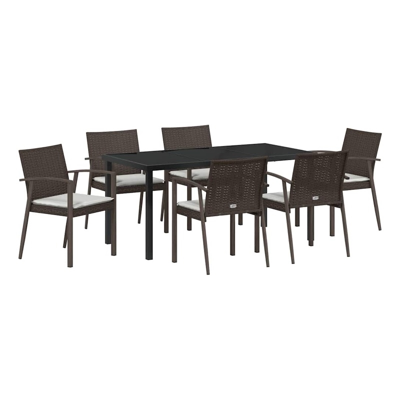vidaXL 7 Piece Rattan Garden Dining Set in Black