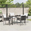 vidaXL 5 Piece Poly Rattan Garden Dining Set in Black