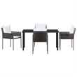 vidaXL 5 Piece Poly Rattan Garden Dining Set in Black