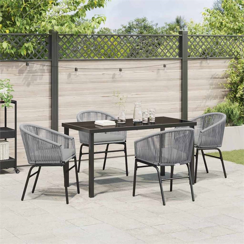 vidaXL 5 Piece Poly Rattan Garden Dining Set in Anthracite