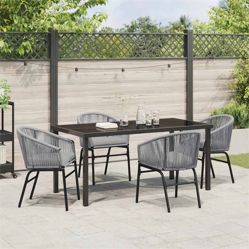 vidaXL 5 Piece Poly Rattan Garden Dining Set in Anthracite