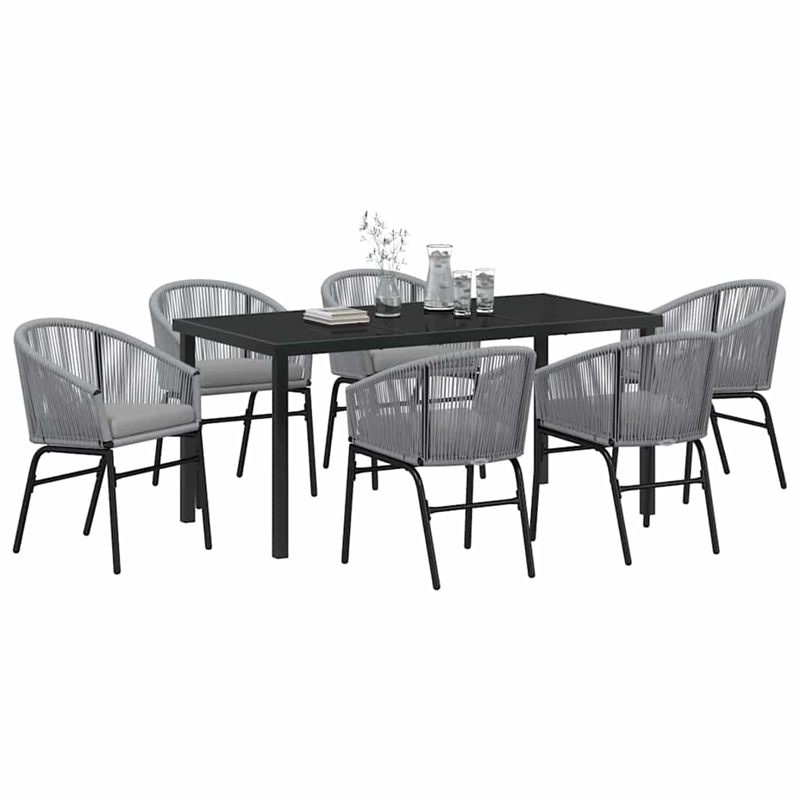 vidaXL 7 Piece Poly Rattan Garden Dining Set in Anthracite