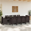 vidaXL 11 Piece Poly Rattan Garden Dining Set in Brown