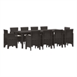 vidaXL 11 Piece Poly Rattan Garden Dining Set in Brown