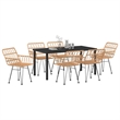 vidaXL 7 Piece Poly Rattan Garden Dining Set in Black