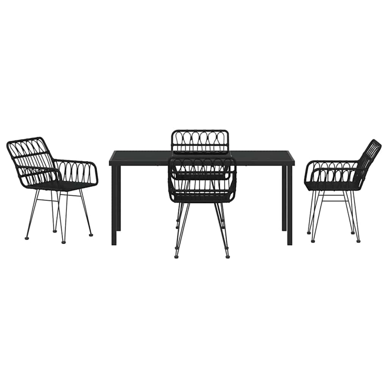 vidaXL 5 Piece Poly Rattan Garden Dining Set in Black