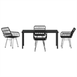 vidaXL 5 Piece Poly Rattan Garden Dining Set in Black