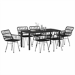 vidaXL 7 Piece Poly Rattan Garden Dining Set in Black