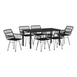 vidaXL 7 Piece Poly Rattan Garden Dining Set in Black