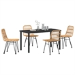 vidaXL 5 Piece Poly Rattan Garden Dining Set in Brown