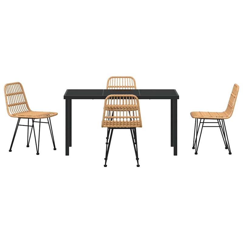 vidaXL 5 Piece Poly Rattan Garden Dining Set in Brown