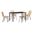 vidaXL 5 Piece Poly Rattan Garden Dining Set in Brown
