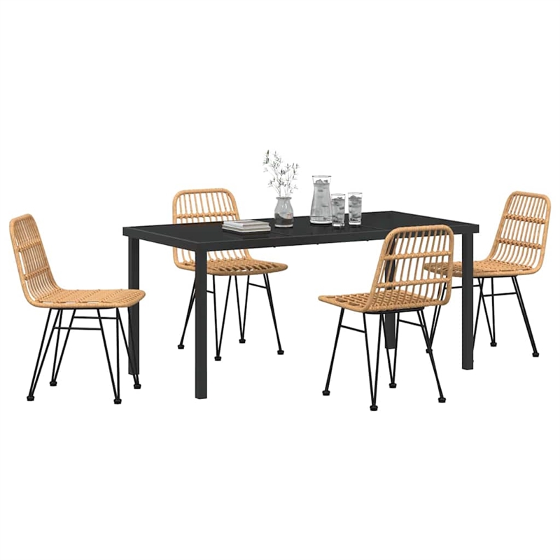 vidaXL 5 Piece Poly Rattan Garden Dining Set in Brown