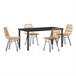 vidaXL 5 Piece Poly Rattan Garden Dining Set in Brown
