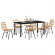 vidaXL 7 Piece Poly Rattan Garden Dining Set in Brown