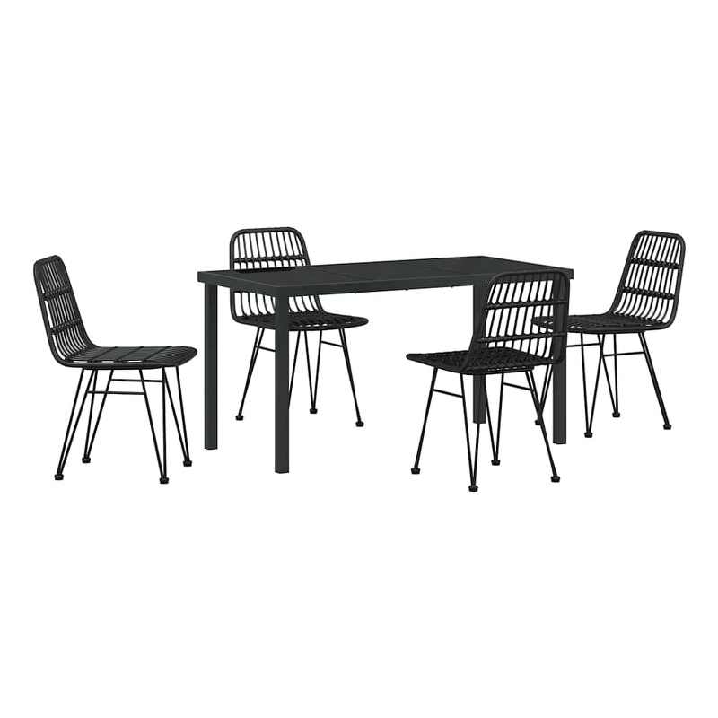 vidaXL 5 Piece Poly Rattan Garden Dining Set in Black