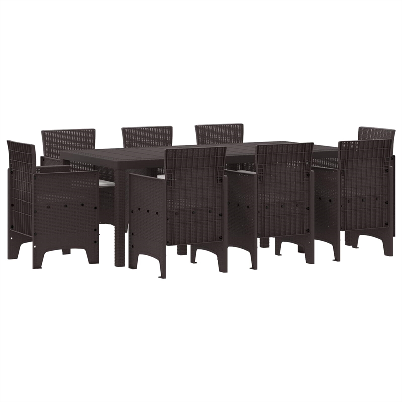 vidaXL Poly Rattan Garden Dining Set in Brown