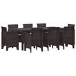 vidaXL Poly Rattan Garden Dining Set in Brown