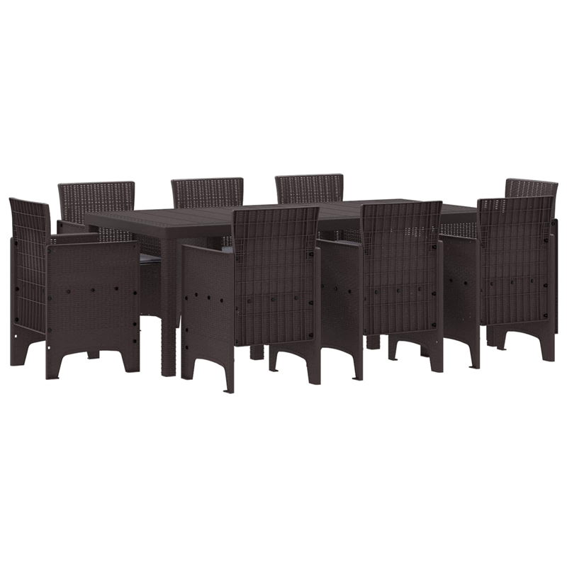 vidaXL Poly Rattan Garden Dining Set in Brown