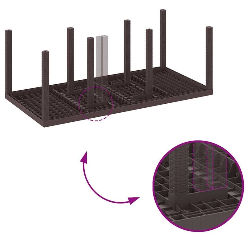 vidaXL 7 Piece Poly Rattan Garden Dining Set in Brown
