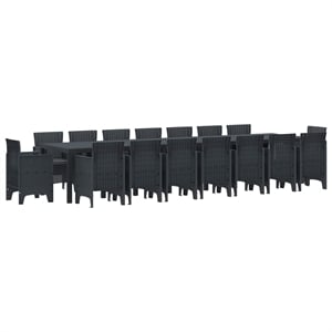 vidaXL 17 Piece Poly Rattan Garden Dining Set with Cushions in Anthracite