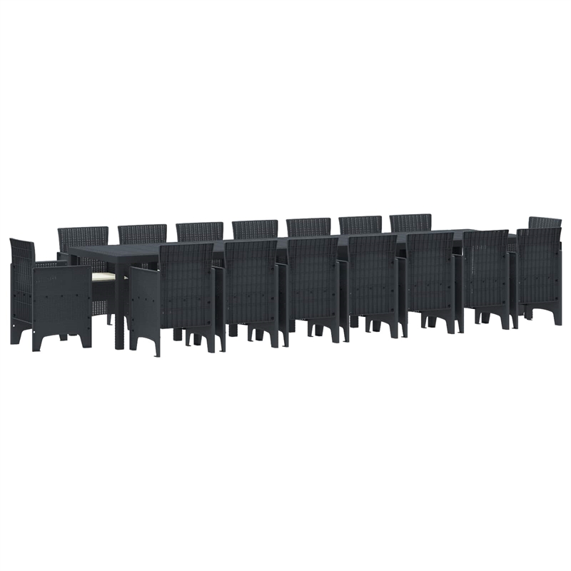 vidaXL 17 Piece Poly Rattan Garden Dining Set with Cushions in Anthracite