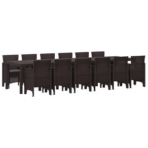 vidaXL Poly Rattan Garden Dining Set in Brown