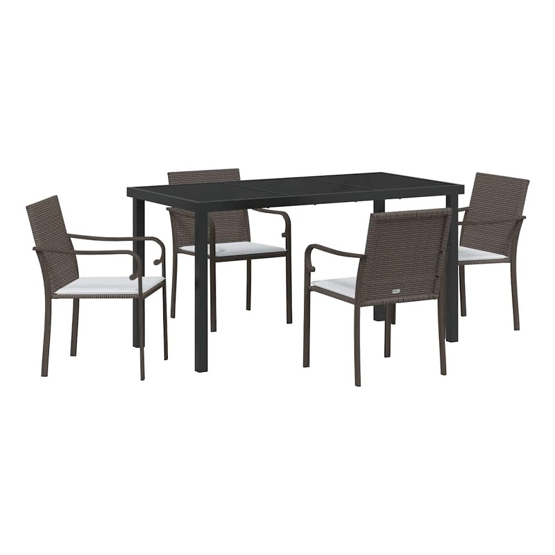 vidaXL 5 Piece Poly Rattan Garden Dining Set in Black