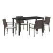 vidaXL 5 Piece Poly Rattan Garden Dining Set in Black