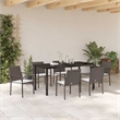vidaXL 7 Piece Poly Rattan Garden Dining Set in Black