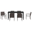 vidaXL 7 Piece Poly Rattan Garden Dining Set in Black