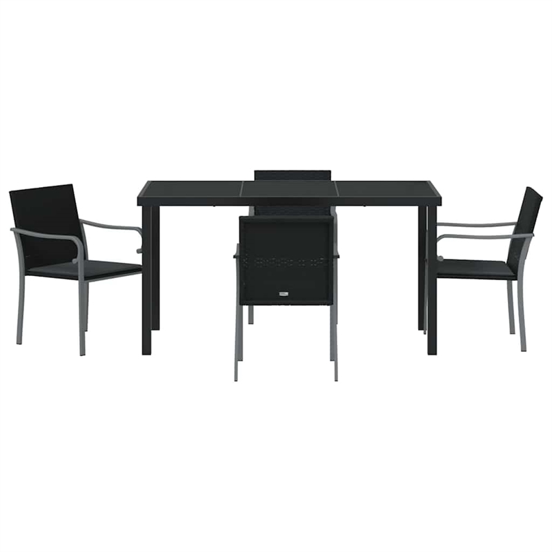 vidaXL 5 Piece Poly Rattan Garden Dining Set in Black