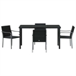 vidaXL 5 Piece Poly Rattan Garden Dining Set in Black