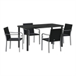 vidaXL 5 Piece Poly Rattan Garden Dining Set in Black