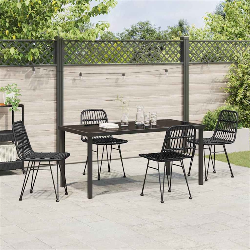 vidaXL 5 Piece Poly Rattan Garden Dining Set in Black