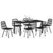 vidaXL 7 Piece Poly Rattan Garden Dining Set in Black