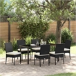 vidaXL 7 Piece Poly Rattan Garden Dining Set in Black