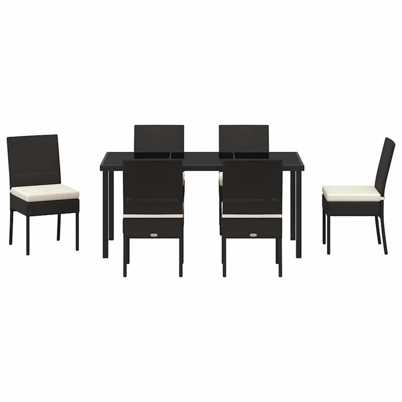 vidaXL 7 Piece Poly Rattan Garden Dining Set in Black