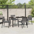 vidaXL 5 Piece Poly Rattan Garden Dining Set in Black