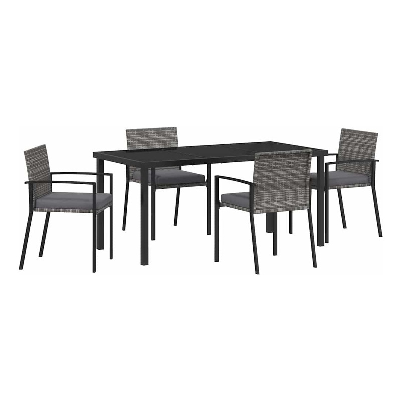 vidaXL 5 Piece Poly Rattan Garden Dining Set in Black
