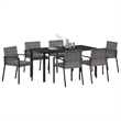 vidaXL 7 Piece Poly Rattan Garden Dining Set in Black