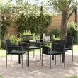 vidaXL 5 Piece Poly Rattan Garden Dining Set in Black
