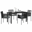 vidaXL 5 Piece Poly Rattan Garden Dining Set in Black