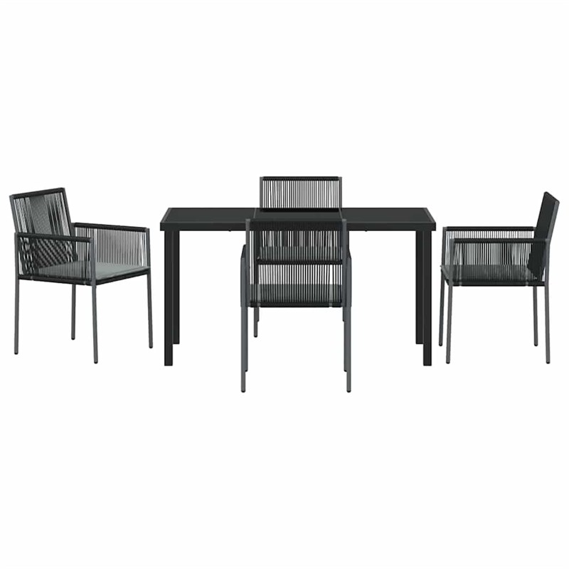 vidaXL 5 Piece Poly Rattan Garden Dining Set in Black